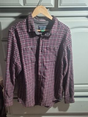 Report Collection Men's Maroon and Gray Plaid Button-Down Shirt